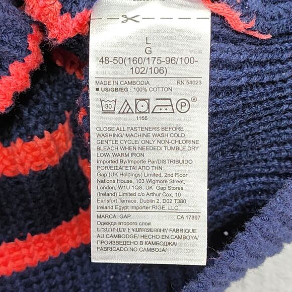 Gap Sweater Women L Blue Pink Striped V-Neck Button Front Cotton Cardigan Preppy - Picture 4 of 8